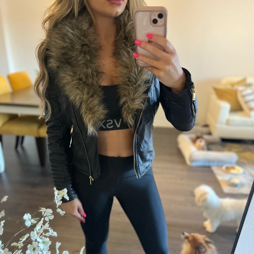 H&M Leather Jacket with Faux Fur